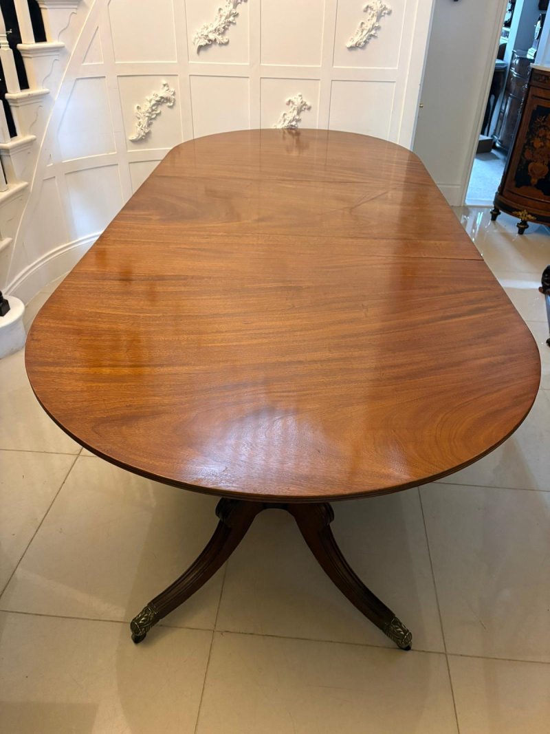 Antique Georgian Three Pillar Mahogany Extending Dining Table 16 Seater - Image 8